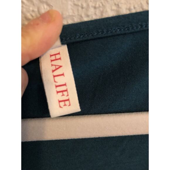 Halife Womens Dress XL Dark Teal Tiered Faux Button Long Sleeve Lightweight Flaw - Picture 3 of 9